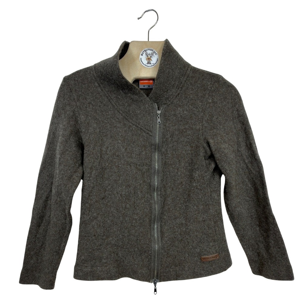 Merrell Women's Wool Blend Zip Jacket Brown Fitted‎ Outdoor Hiking Medium